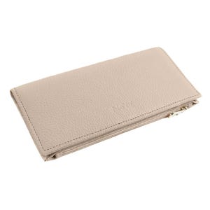 Portefeuille en cuir grainé beige pour femme élégant portefeuilles pour femme sac à main à deux volets grands sacs à main porte-cartes poche pour monnaie mince portefeuille pour billets de banque long sac à main