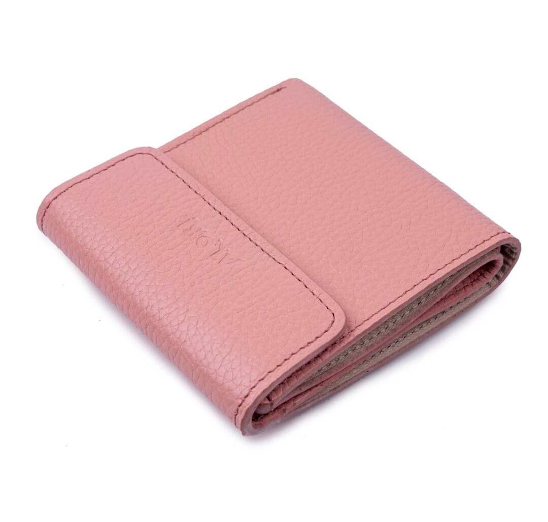 Light Wallet Light Pink Small Leather Wallet Slim Card Holder Coin Change Pocket for ...
