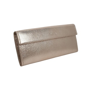 Metallic Gold Leder Geldbörse Damen Geldbörse Kreditkartenhalter Münzfach Bifold lange glänzende Brieftaschen für Frauen goldene große Kupplung