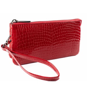 Portefeuille pour femme en cuir imprimé python rouge Portefeuille en cuir pour femme grand sac à main portefeuille zippé pochette pour femme porte-cartes et pièce de monnaie portefeuille pour femme
