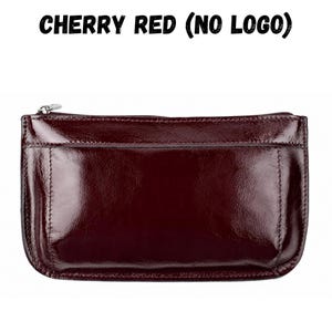 Cherry red leather makeup bag