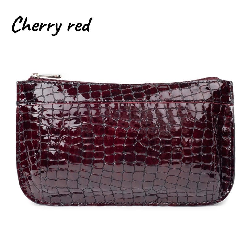 Cherry red makeup bag croc print