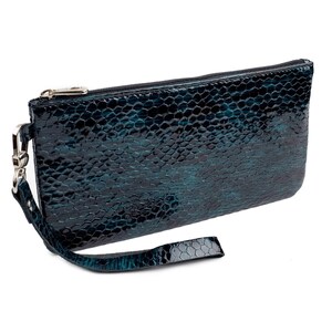 Portafoglio sottile da donna in pelle verniciata verde con stampa coccodrillo, portafoglio sottile da donna, portafogli da donna con porta carte, tasca porta monete, stampa serpente
