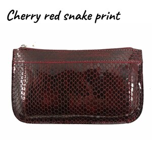 Cherry red snake print makeup bag