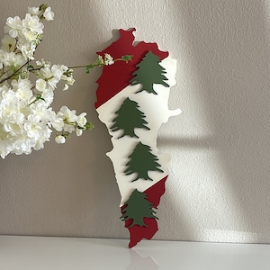 Wooden Lebanon Map with Arz trees &quot;Cedar Trees&quot;