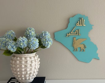 Wooden Iraq Map