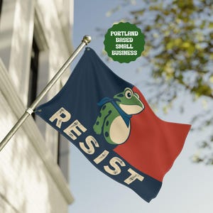 Portland Frog Resist Large Flag, Protest Fascism Political Sign