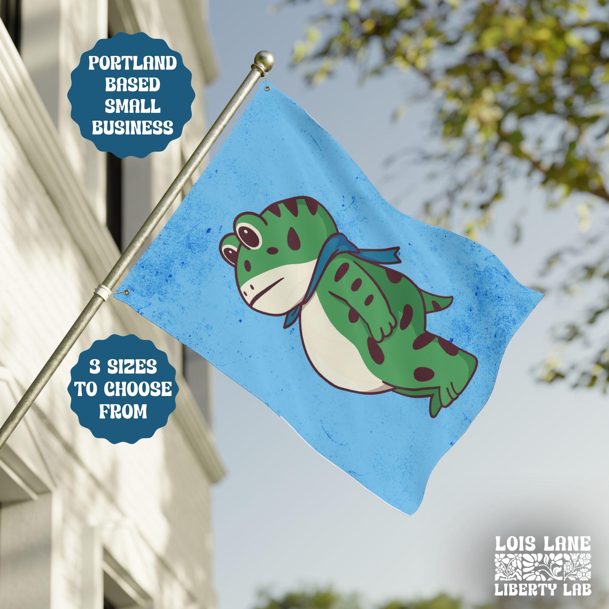 Portland Frog Brigade Flag, Activism Decor, Double Sided, 3 Sizes 