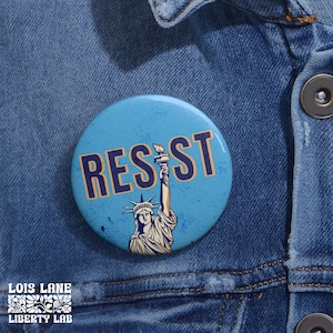 Anti Trump Pins, Resist Statue of Liberty Button, Pro Roe BLM LGBTQIA Ally Anti Book Ban Protest Pin, Activist Badge, Democratic Pin, FDT