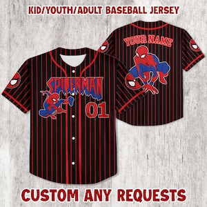 Personalisiertes Spider-Man Baseball Trikot: Benutzerdefiniertes Team-Shirt