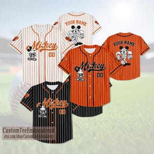 Benutzerdefinierte Disney Mickey Halloween-Kollektion Einfacher Baseball, personalisiertes Baseballteam-Trikot, Geburtstagsgeschenk für Halloween-Fans Familie