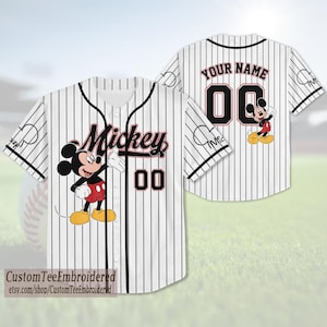 Personalized Name and Number Mickey Baseball Jersey, Disney Mickey Mouse Jersey Shirt, Disney Birthday Gift, Disney Baseball Fan Lover Gift