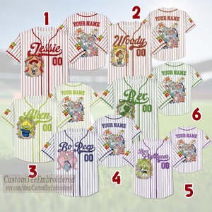 Custom Disney Toy Story Characters Baseball Jersey Team, Collection Choose Style Jersey, Disneyland Birthday Gift for Kids, Birthday Gift