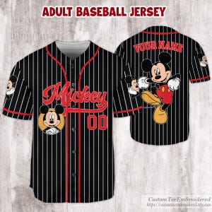 Personalize Disney Mickey Baseball Jersey, Kids, Youth, Adult Baseball Jersey, Disney Baseball Jersey, Jersey Birthday Gift