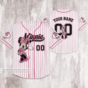 Personalized Minnie Baseball Jersey, Minnie Mouse Jersey Shirt | Jersey for Kids, Youth & Adults | Toy Story Birthday Gift