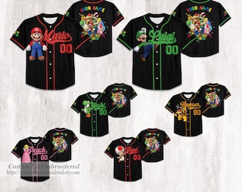 Personalized Super Mario Baseball Jersey, Mario Baseball Jersey , Custom Name Number Adult /Youth/ Kid Baseball Jersey