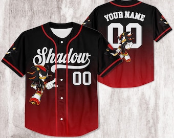 Custom The Hedgehog Shadow Baseball Jersey, Shadow Baseball Jersey, Sonic Party Jersey, Shadow Birthday Gift