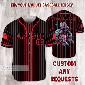 Personalized Dark Side Star Wars Baseball Jersey, Star Wars Baseball Jersey, Darth Vader Jersey Shirt, Galaxy&#39;s Edge Shirt For Men