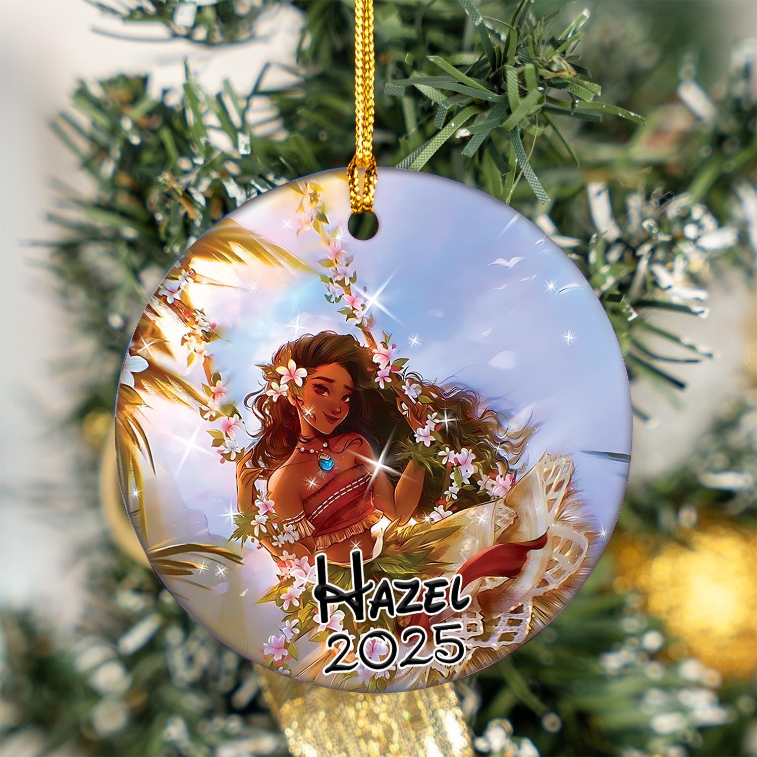 Discover Personalized Moana Princess Christmas Ornament, Moana and Pua, Custom Disney 2025 Tree Decor