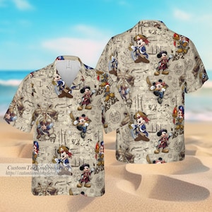 Mouse Pirate Button Shirt And Shorts, Mickey Swim Shorts, Disney Button Up Shirt, Hawaii Shirt, Summer Vibe Short Sleeve Shirt