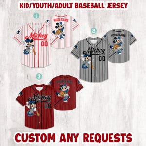 Personalized Disney Vintage Mickey Mouse Baseball Jersey, Baseball Jersey Collection Choose Style Jersey Disneyland Birthday Gift