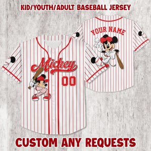 Custom Mouse Baseball Jersey Team, Cartoon Characters Basketball Jersey, Magic Kingdom Baseball Outfit, Birthday Gift For Kids Adult