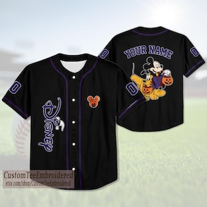Custom Disney Mickey Halloween Jersey, Personalized Baseball Team Jersey, Mickey Boo Birthday Gift for Halloween Disney shirt, Spooky Mouse