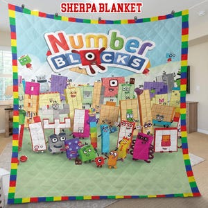 Zahlenblocks Decke: Flanell oder Sherpa Custom Name Bettwäsche