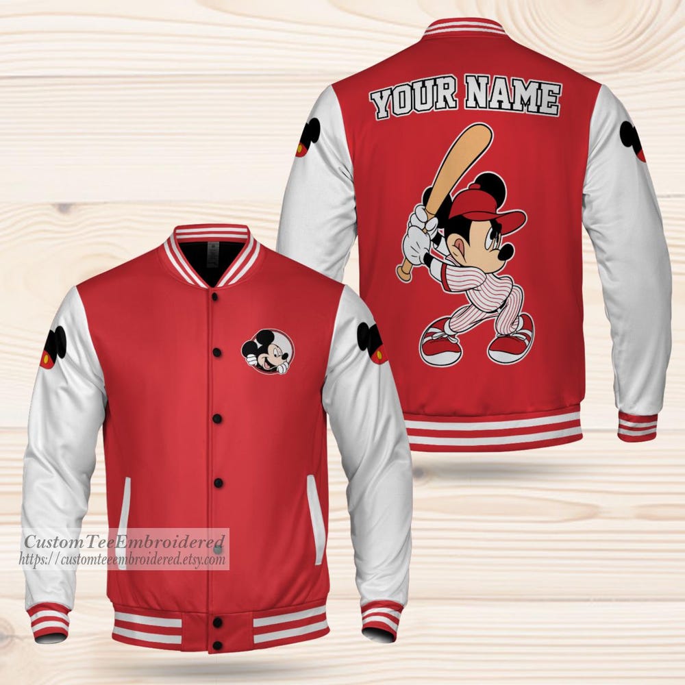 Snorider Design Personalize Disney Mickey Varsity Jacket, Adult Varsity Jacket, Personalized Disney Jacket, Baseball Team Outfit, Disney Uniform Varsity
