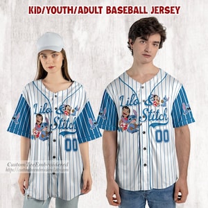 Personalized Disney Stitch & Lilo Jersey Baseball,Custom Kid Youth Adult Disney Jersey,Disney Baseball Jersey, Baseball Jersey, Family Shirt