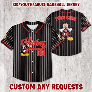 Custom Disney Mouse  Baseball Jersey, Custom Disneyland Jersey, Baseball Team Jersey,  Mouse Birthday Gift for Disney Fans