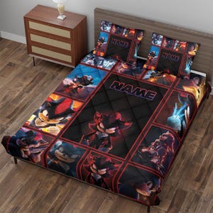 Personalized Shadow Hedgehog Blanket, Custom Sonic The Hedgehog Blanket, Custom Shadow Sonic Blanket Sonic Blanket Birthday Blanket OGYS19-4