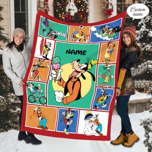 Manta personalizada de Disney Goofy, manta polar de Goofy, fiesta temática de cumpleaños de Goofy, manta navideña de Goofy