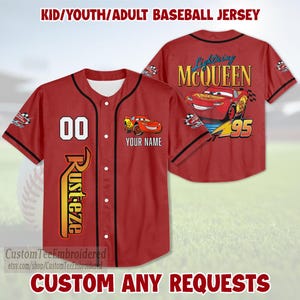 Custom Cars Lightning Mcqueen Collection Awesome Baseball Jersey, Disney Cars Baseball Shirt, Cars Team Jersey, Personalized Disney Outfit