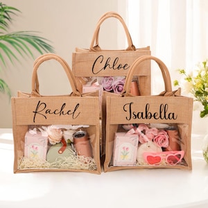 Custom Burlap Tote Bag - Bridesmaid Tote - Beach Bag Personalized Burlap - Matching Bridal Party Gift