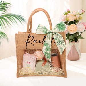 Custom Burlap Tote Bag - Bridesmaid Tote - Beach Bag Personalized Burlap - Matching Bridal Party Gift