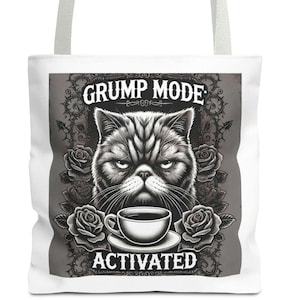 Grouchy Gothic Katze Einkaufstasche: Lustiges sarkastisches Kaffee-Liebhaber Geschenk