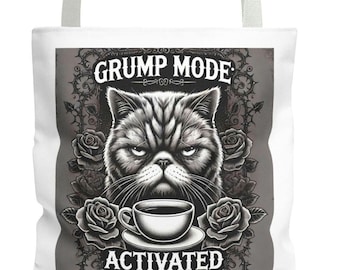 Grouchy Gothic Katze Einkaufstasche: Lustiges sarkastisches Kaffee-Liebhaber Geschenk