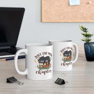 Just One More Chapter" keramische koffiekop, Black Cat and Books-ontwerp, lood- en BPA-vrij 11oz, 15oz afbeelding 6