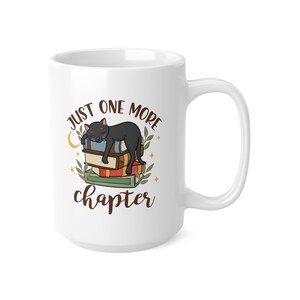 Just One More Chapter" keramische koffiekop, Black Cat and Books-ontwerp, lood- en BPA-vrij 11oz, 15oz afbeelding 9