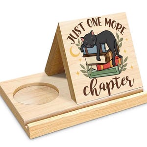 Wooden Book Page Holder: Reader Gift, Tea Cup Shelf