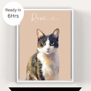 Custom Pet Portrait, Digital Pet Painting from Photo, Personalized Dog or Cat Memorial Art, Pet Lover Gift, Printable Pet Artwork