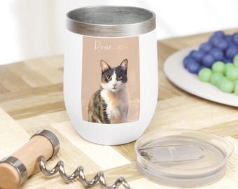 Aangepaste wijnbeker voor huisdierportret: gepersonaliseerd cadeau moeder hond of kat