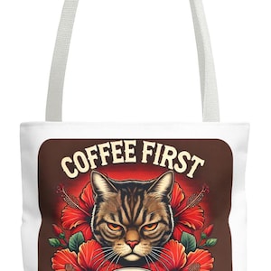Grouchige Katzen-Kaffee-Einkaufstasche: Sarkastische Wiederverwendbare Einkaufstasche