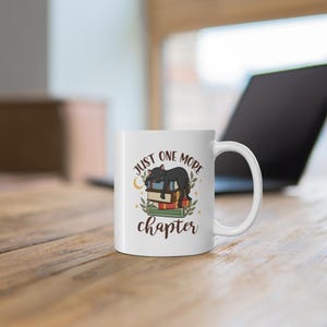 Just One More Chapter" keramische koffiekop, Black Cat and Books-ontwerp, lood- en BPA-vrij 11oz, 15oz afbeelding 8