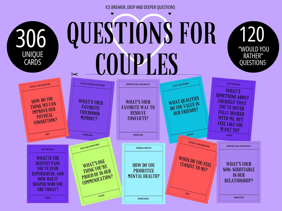 Questions For Connection Questions for Couples Intimacy and Connection Printable and ...