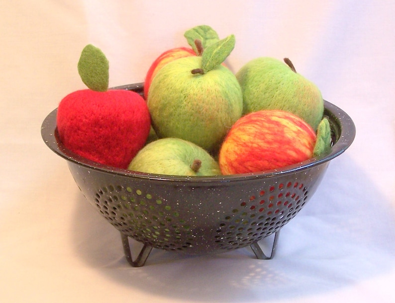Needle Felted Apple Macintosh Apple Life Size Play Food Etsy