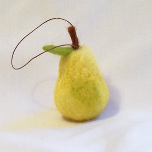 Miniature Fruit Ornament Needle Felted Pear Bartlett Pear Mini Ornament Felt Christmas Christmas felt Christmas Gift image 2