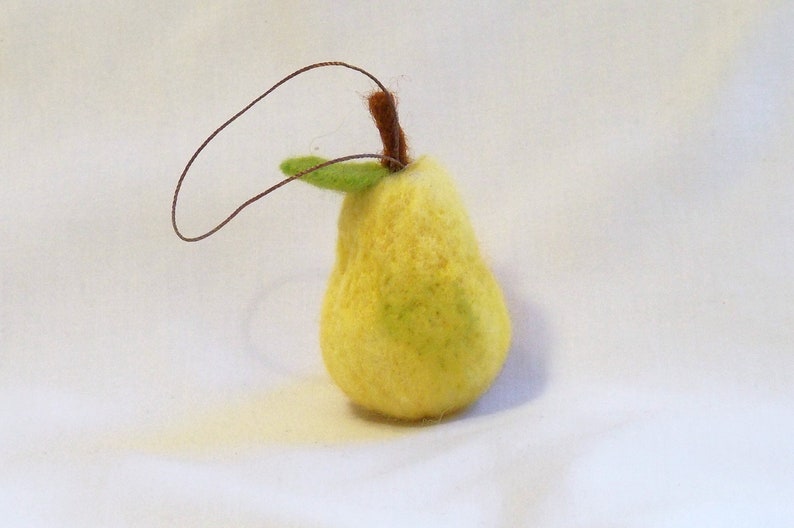 Miniature Fruit Ornament Needle Felted Pear Bartlett Pear Mini Ornament Felt Christmas Christmas felt Christmas Gift image 2