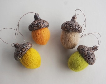 Needle Felted Acorn Ornament: Handmade Wool Fall Decor